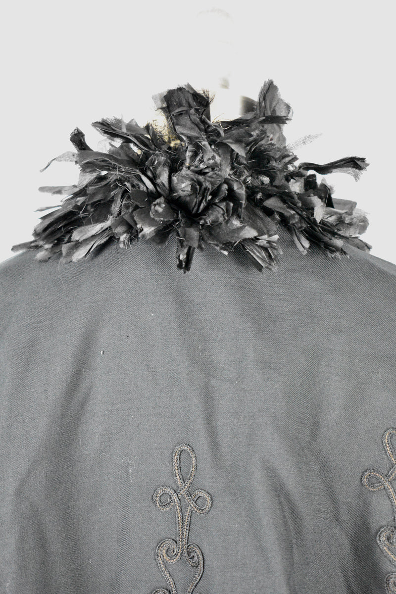 Antique Victorian Lady's Nouveaute Short Black Cape Brocade