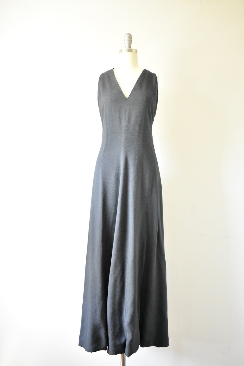Vintage Maxi Long Sleeveless Dark Blue Dress
