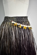 Vintage 1950s Handmade Dark Brown Hawaiian Grass Skirt