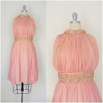 Vintage 1960s Peach Silk Chiffon Party Dress - Vintage World Rocks - 1