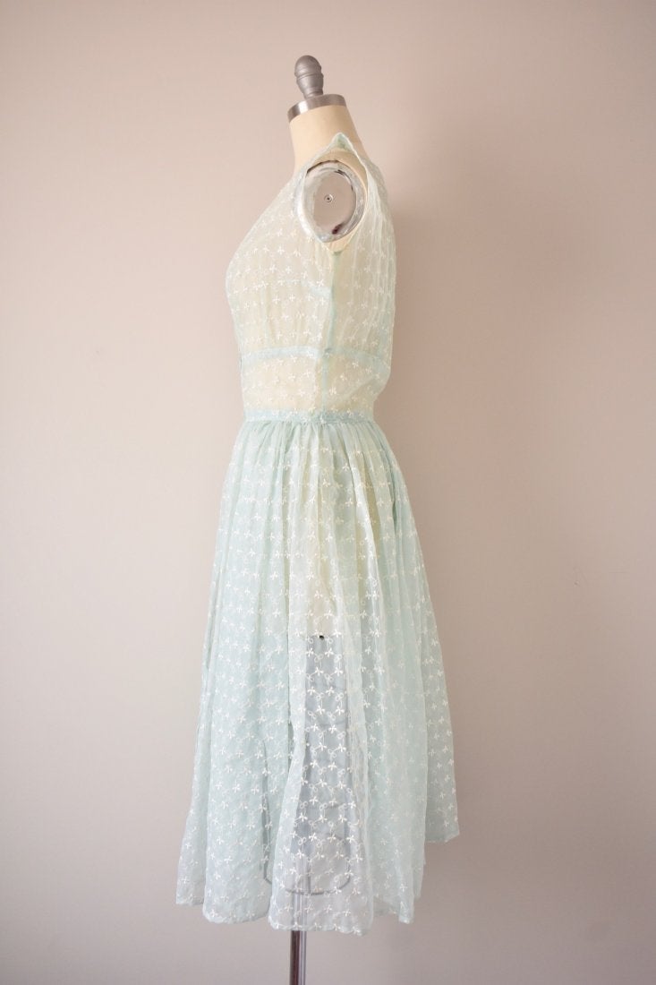 Vintage 1950s Blue Floral Sheer Dress Vintage World Rocks Vintage 1950s Blue Floral Sheer Dress Vintage World Rocks