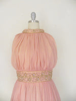 Vintage 1960s Peach Silk Chiffon Party Dress - Vintage World Rocks - 3