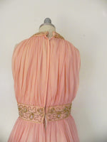 Vintage 1960s Peach Silk Chiffon Party Dress - Vintage World Rocks - 7