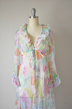 Vintage 1960s Sheer Tricot Dressing Gown- S