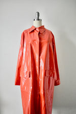 Vintage Classic 1950s Shiny Red Rubber Raincoat