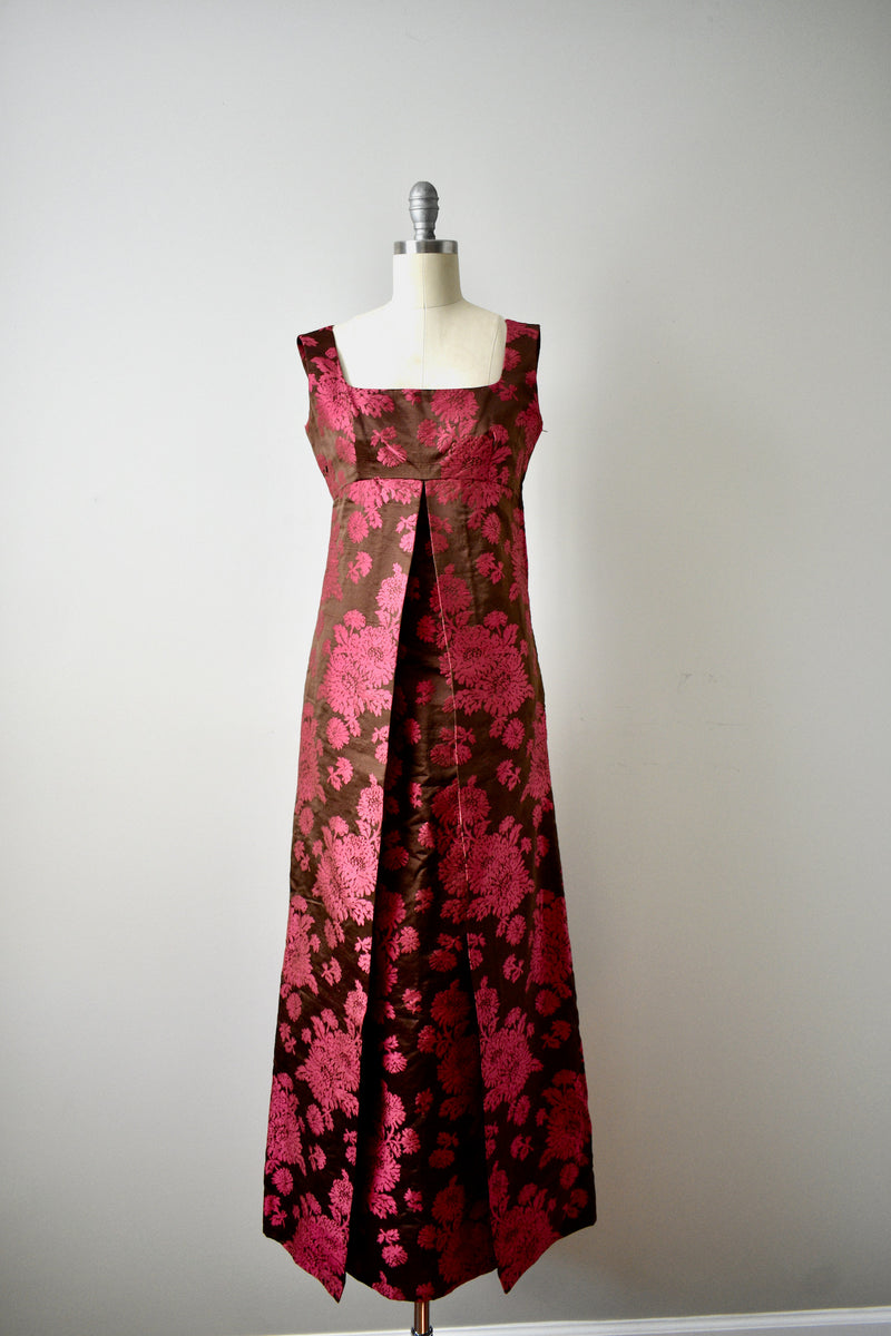 Vintage 1960s Renata Silk Damask Gown