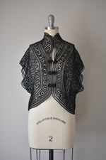 1960s Black Hand Woven/ Crochet Bolero