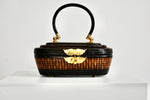 Vintage 1940 Miniature Black Wicker Handbag
