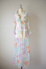 Vintage 1960s Sheer Tricot Dressing Gown- S