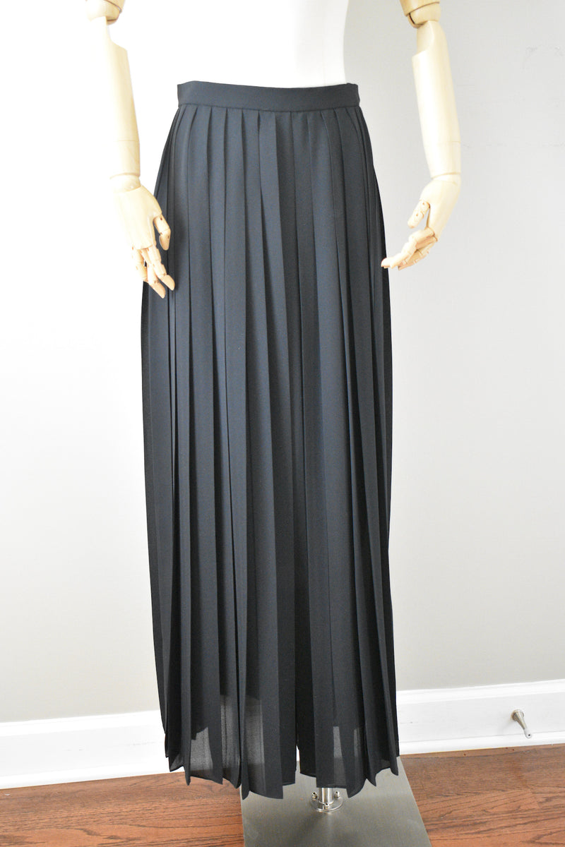 Vintage 1980s Bill Blass Black Pleated Wide Leg Pants