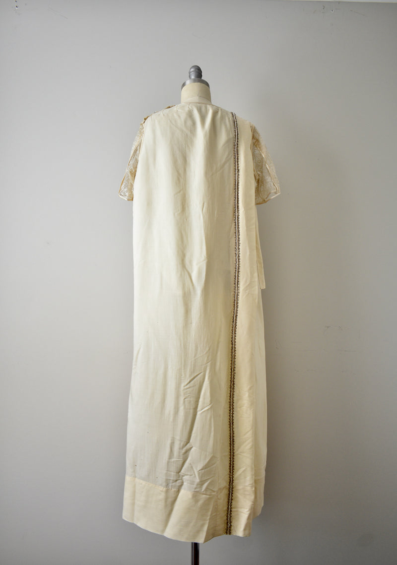 Vintage 1920s Rare Cream Wool Challis Wedding Dress w/ card