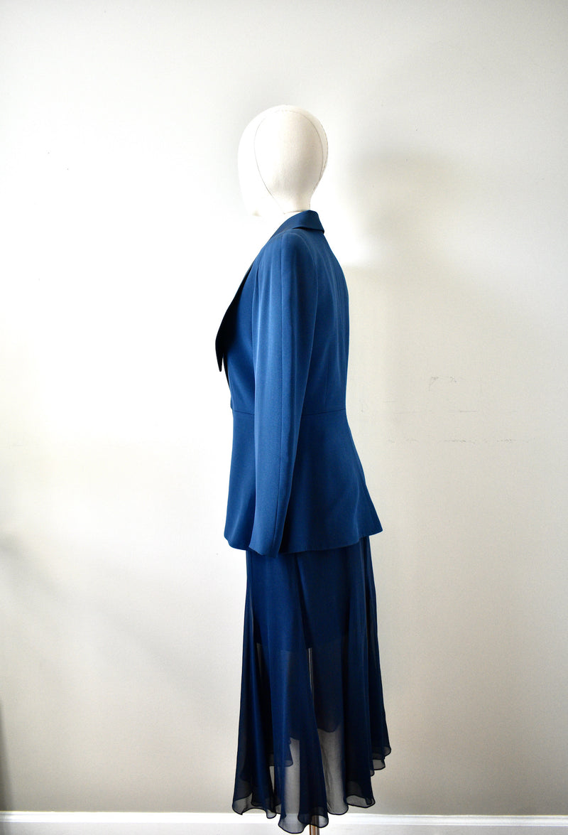 Vintage 1970 3 Piece Dark Blue Suit