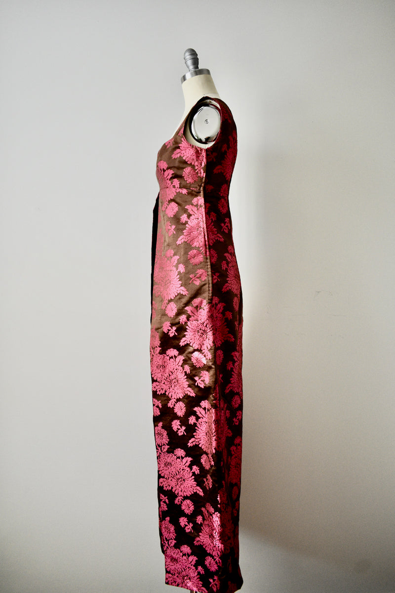 Vintage 1960s Renata Silk Damask Gown