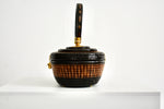 Vintage 1940 Miniature Black Wicker Handbag