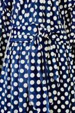 Vintage 1970s Lillie Rubin Polka Dot Navy Blue Dress