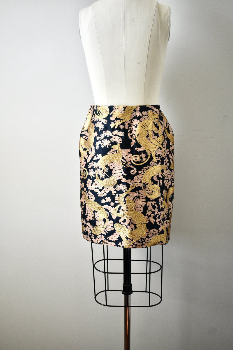 Lanvin 2015 Gold Embroidered Skirt