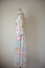 Vintage 1960s Sheer Tricot Dressing Gown- S