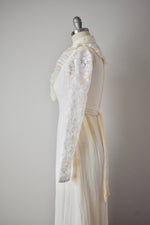 Vintage 1980s Cotton Guaze Crochet Lace Gown