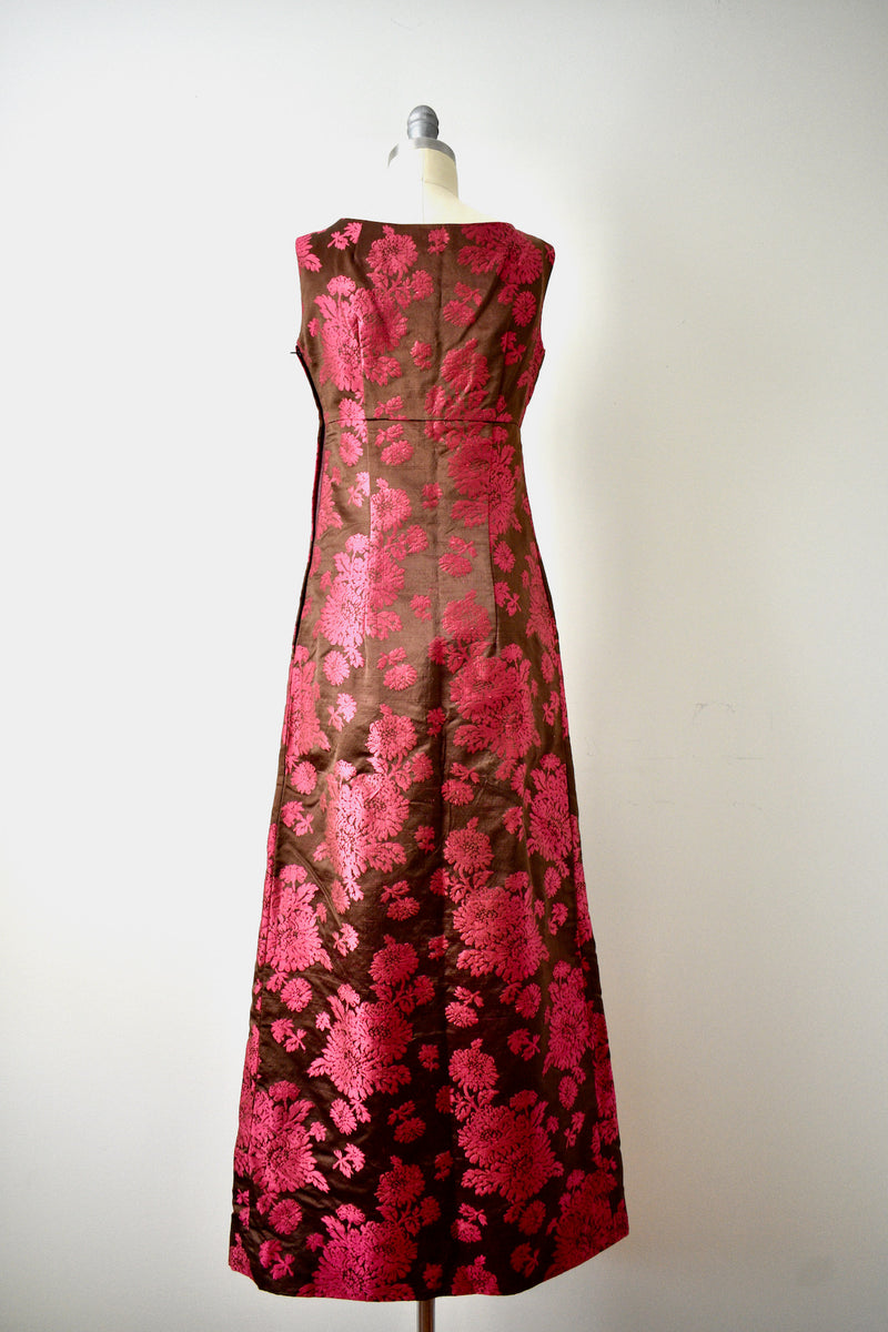 Vintage 1960s Renata Silk Damask Gown