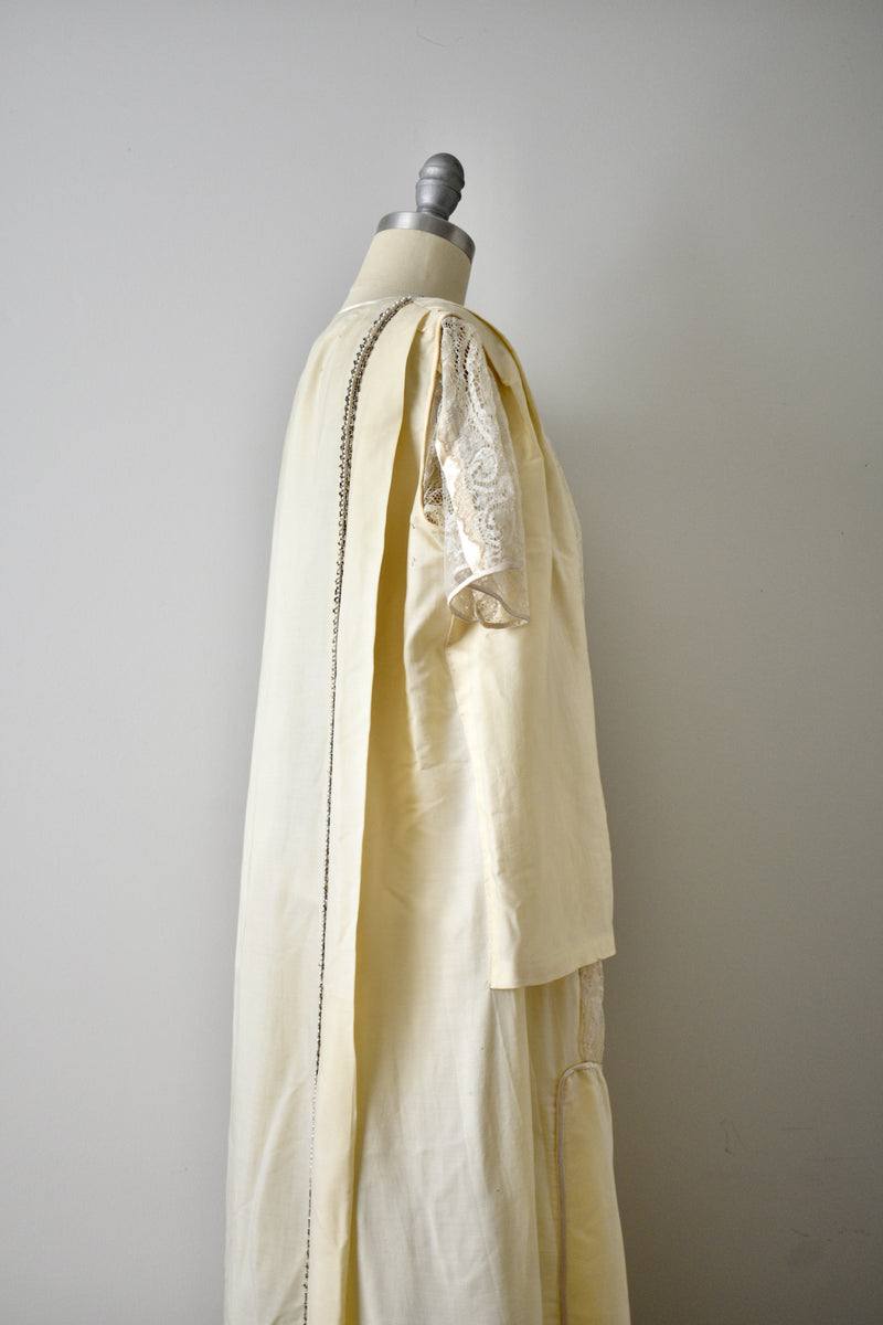 Vintage 1920s Rare Cream Wool Challis Wedding Dress w/ card