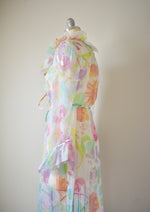 Vintage 1960s Sheer Tricot Dressing Gown- S