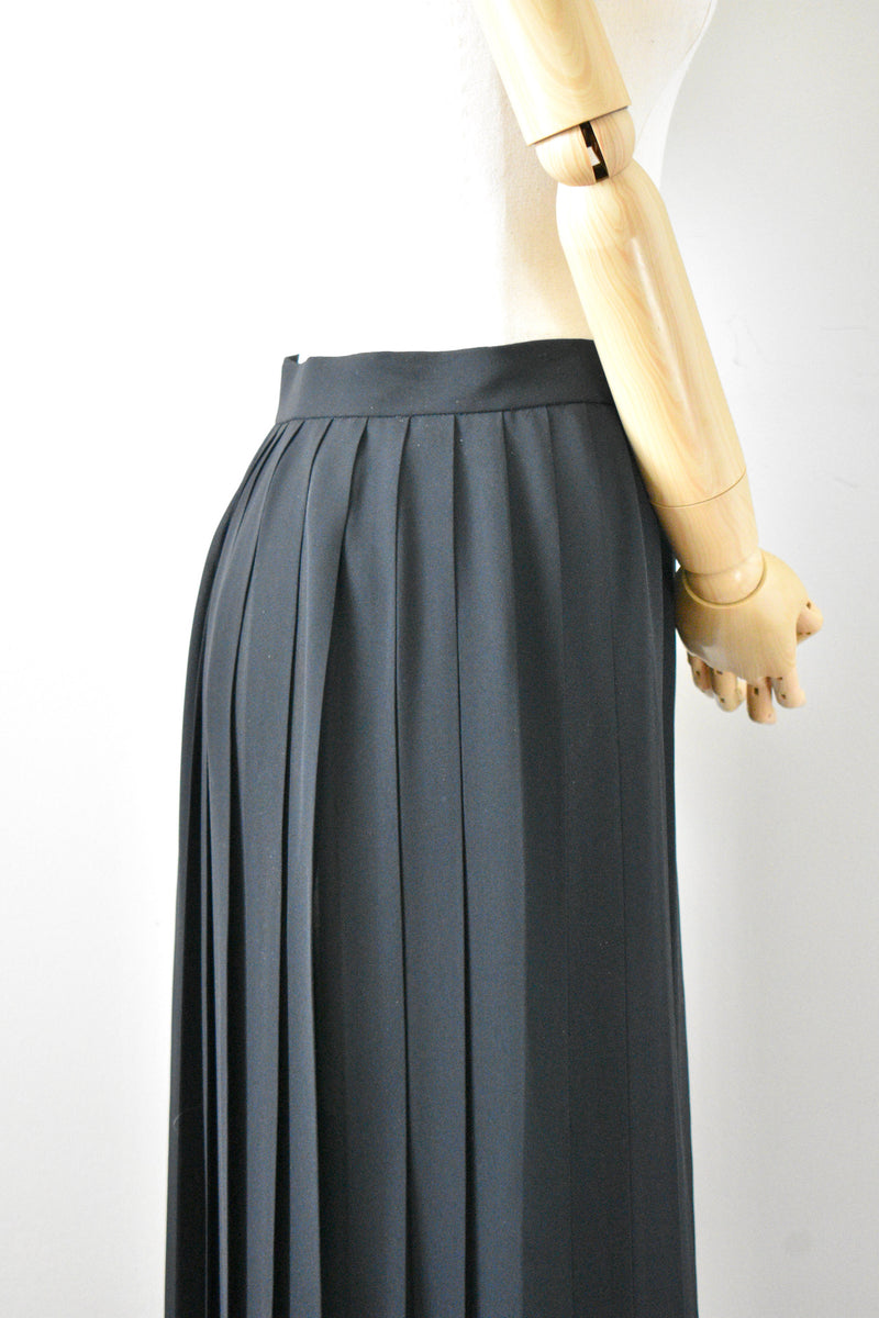 Vintage 1980s Bill Blass Black Pleated Wide Leg Pants