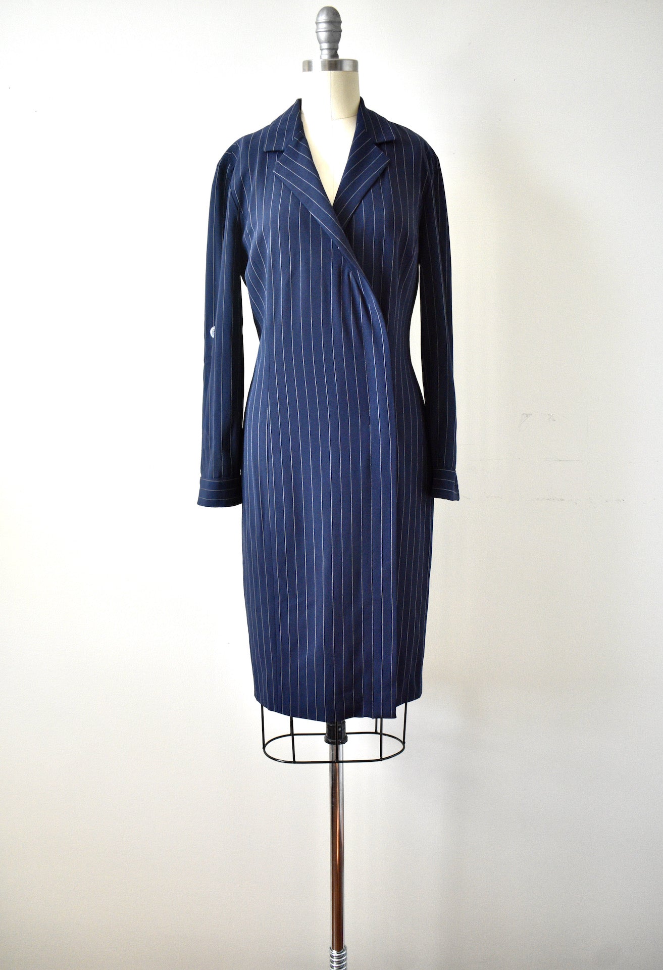 Carolina Herrera Navy Blue Pinstripe Dress Vintage World Rocks Carolina Herrera Navy Blue Pinstripe Dress Vintage World Rocks