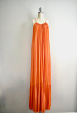 Erika Cavallinii Orange Pleated  Midi Dress
