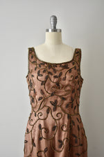 Vintage Inspired Modern Brown Beaded Gown