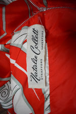 Vintage 1960s Natalie Collet Red Handkerchief Silk Halter Gown