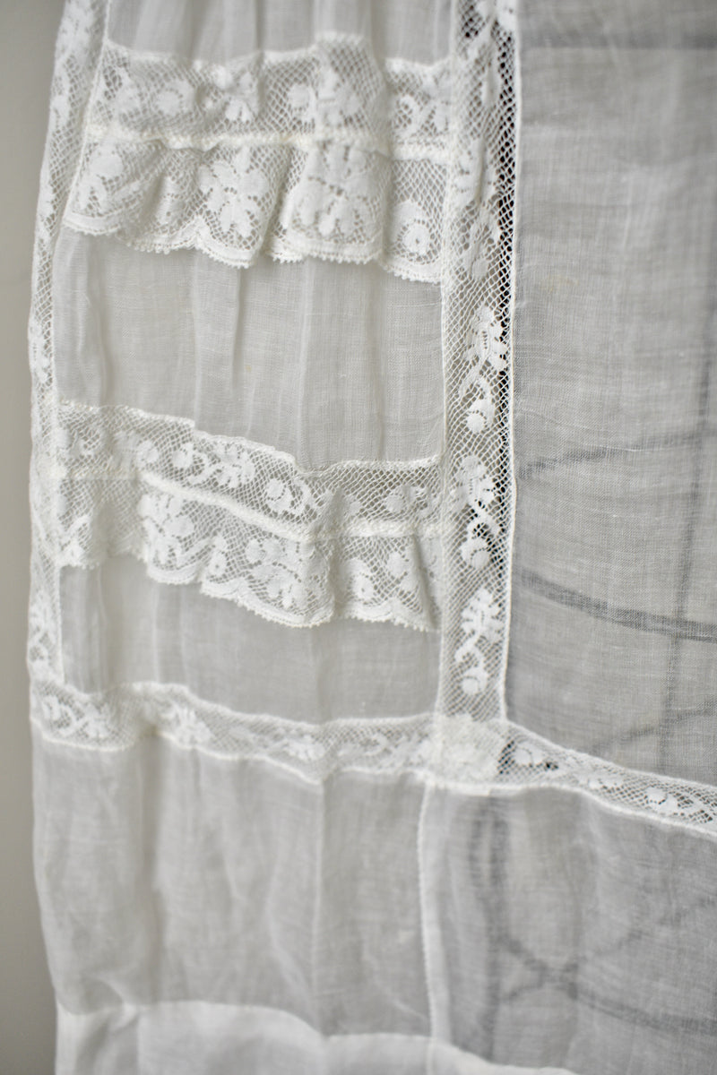 Vintage 1920s Organdy Tea Dress w/ Lace Insertions