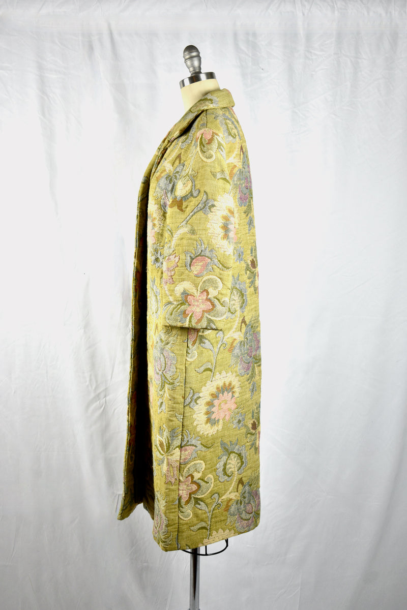 Vintage 1960s Green Floral Tapestry Coat Vintage World Rocks