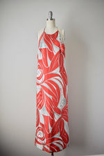 Vintage 1960s Natalie Collet Red Handkerchief Silk Halter Gown