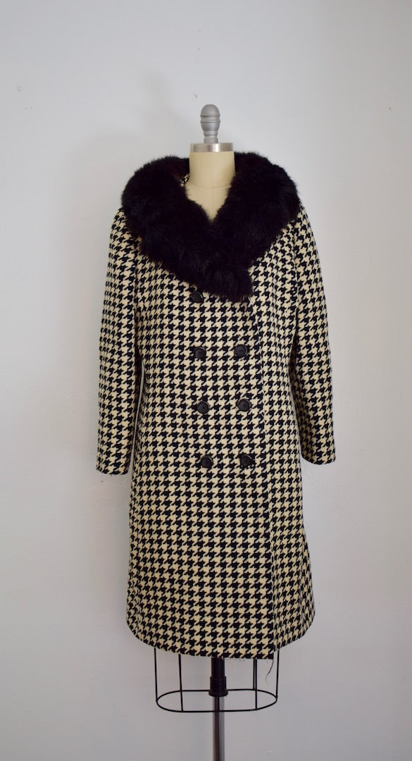 Vintage Milano Off White Tweed Black and White Coat
