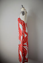 Vintage 1960s Natalie Collet Red Handkerchief Silk Halter Gown