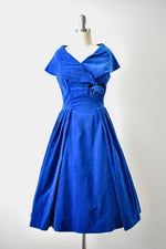 Vintage 1950s Blue Velvet Dress