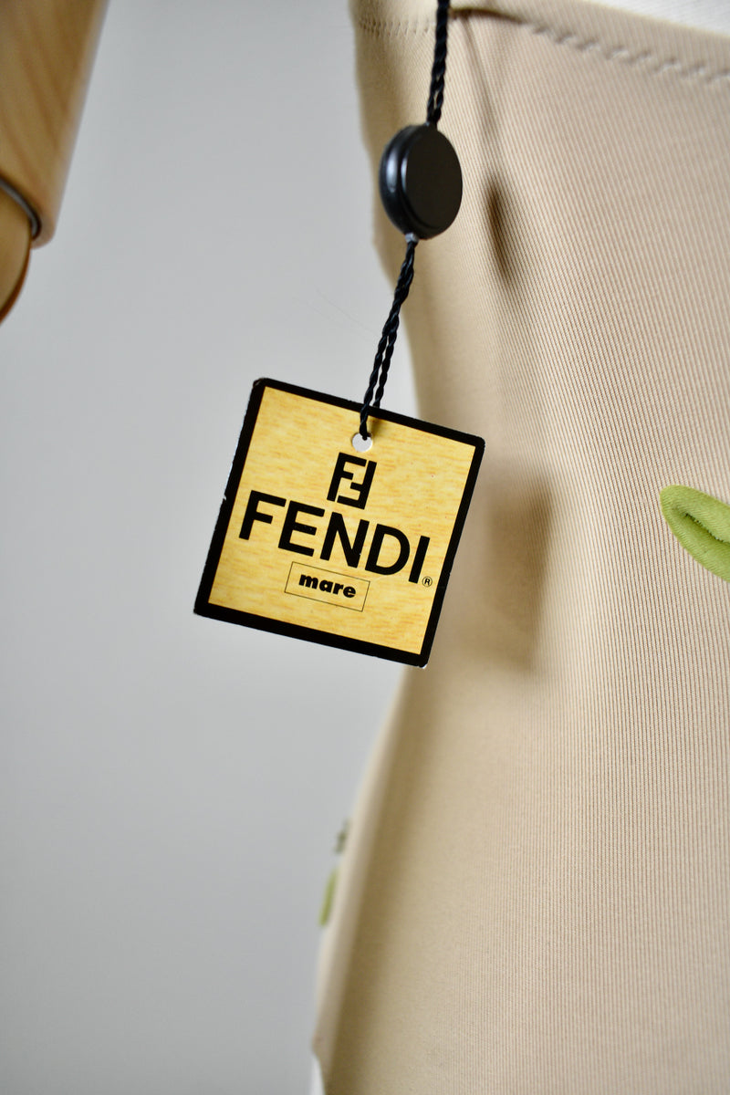 Vintage 1990 Fendi Tan Floral Swimsuit