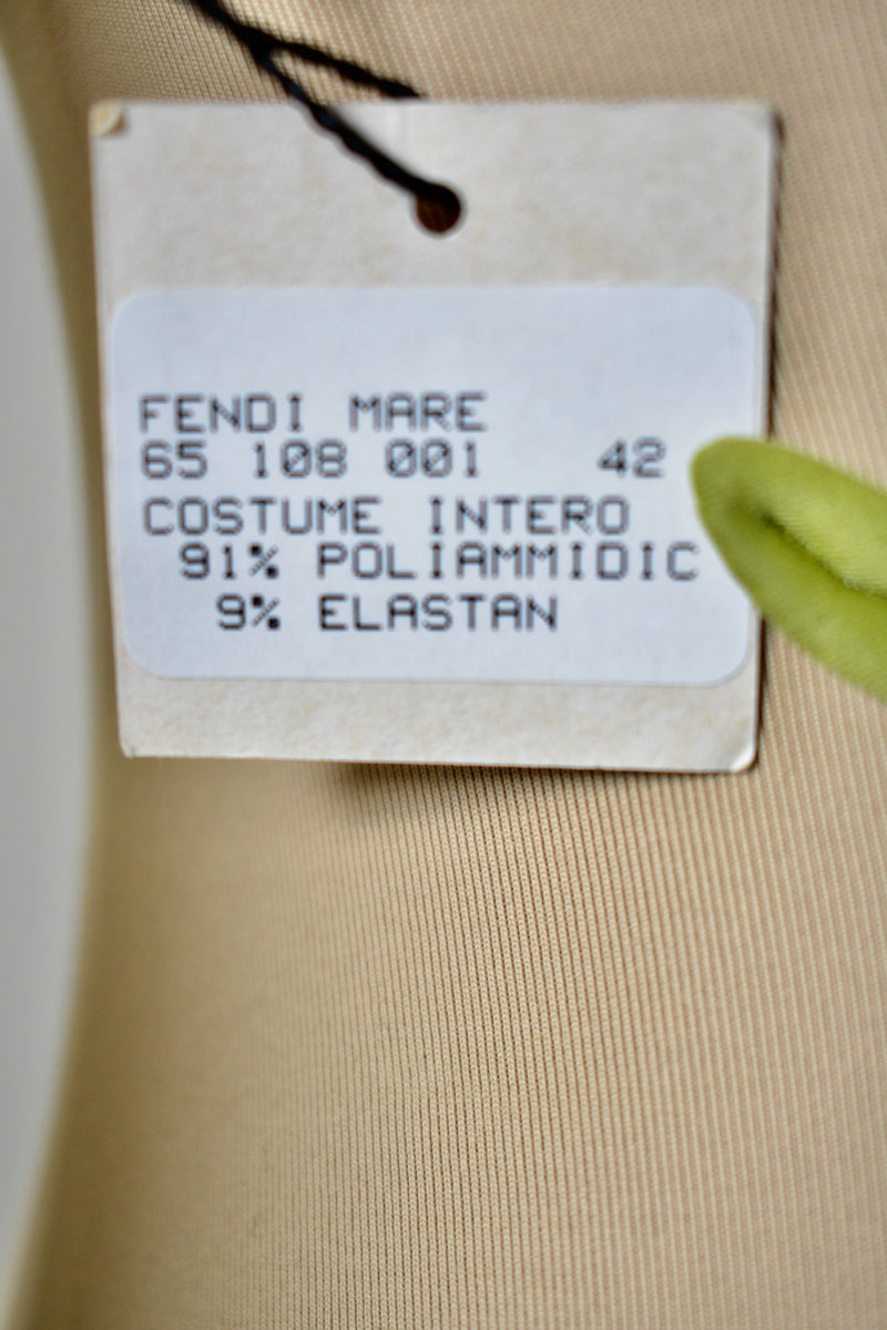 Vintage 1990 Fendi Tan Floral Swimsuit