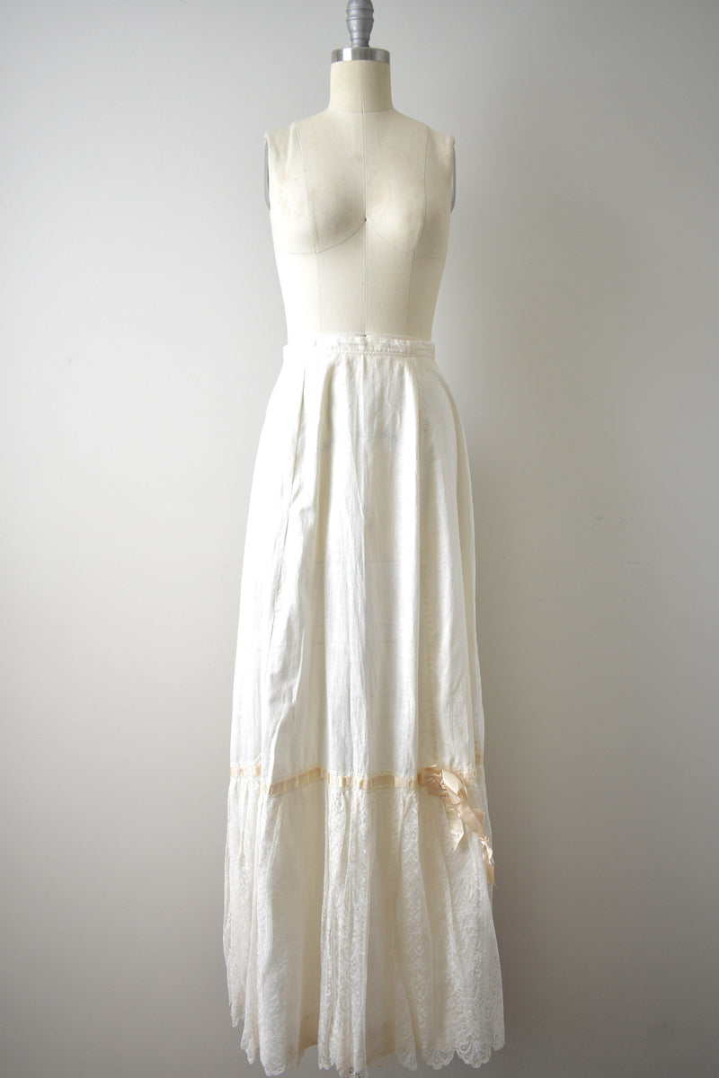 1890s-1900 White Cotton Eyelet Petticoat