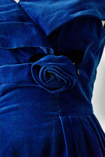 Vintage 1950s Blue Velvet Dress