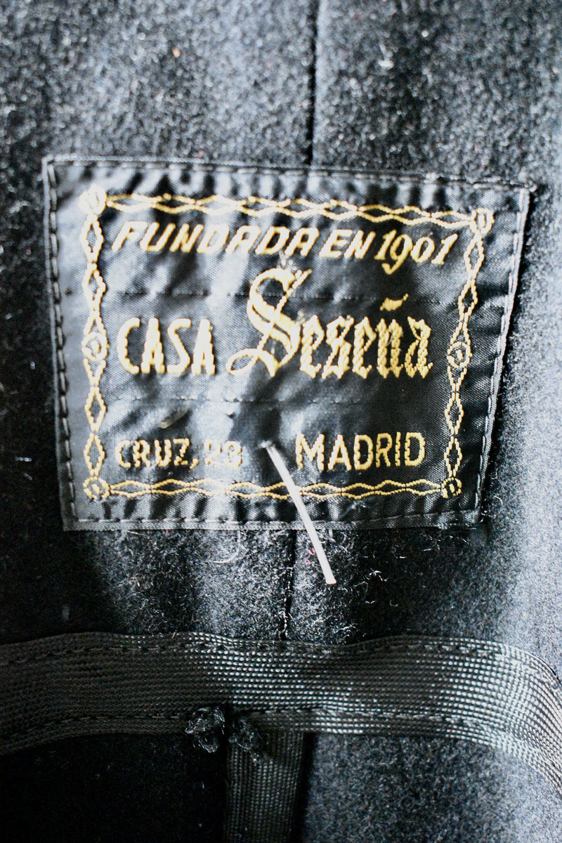 Vintage 1960s Black Embroidered Casa Sesena Madrid  Vintage Spanish Cape
