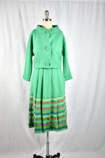 Vintage 1960s Green Wool Suit 2 Piece Set