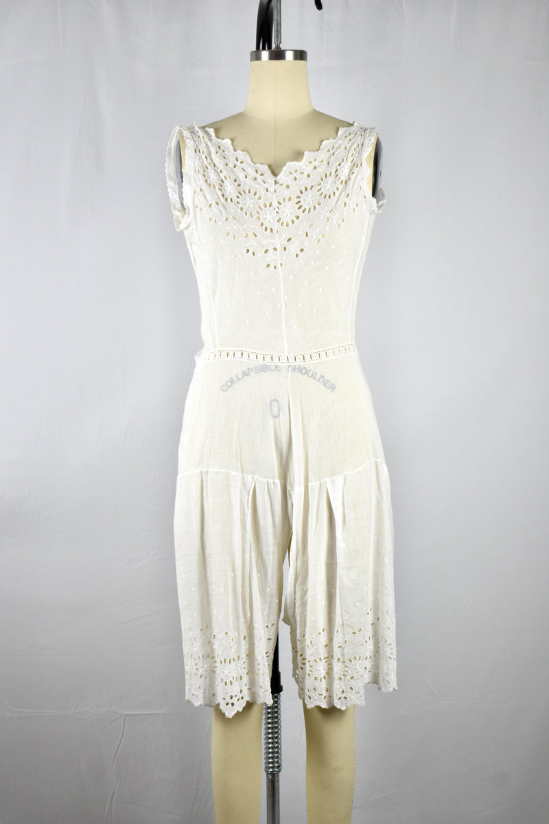 1880s-1910s Antique Edwardian Cotton Eyelet Lace Romper