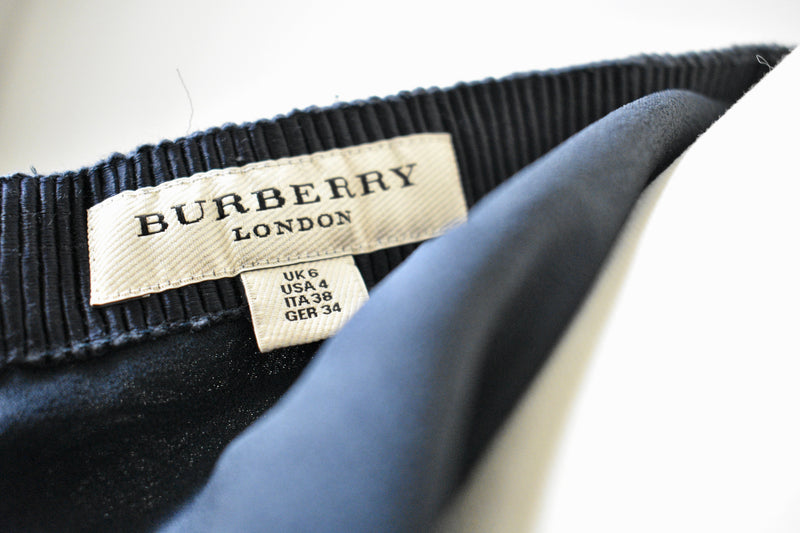 Burberry Navy Blue Ruched Pencil Skirt