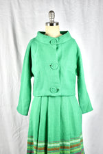 Vintage 1960s Green Wool Suit 2 Piece Set