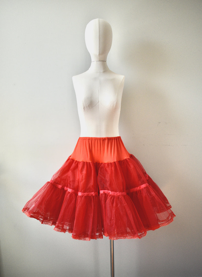 1950 Vintage Red  Crinoline Slip