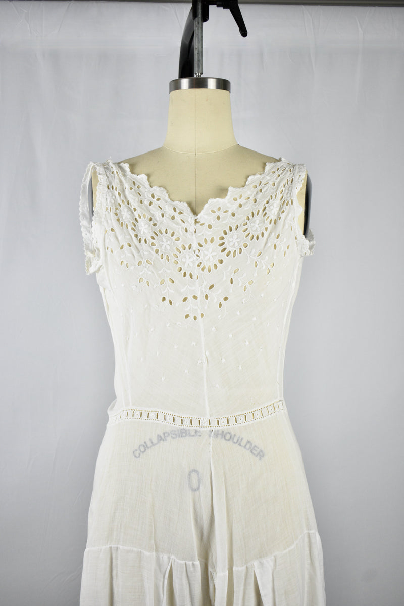 1880s-1910s Antique Edwardian Cotton Eyelet Lace Romper
