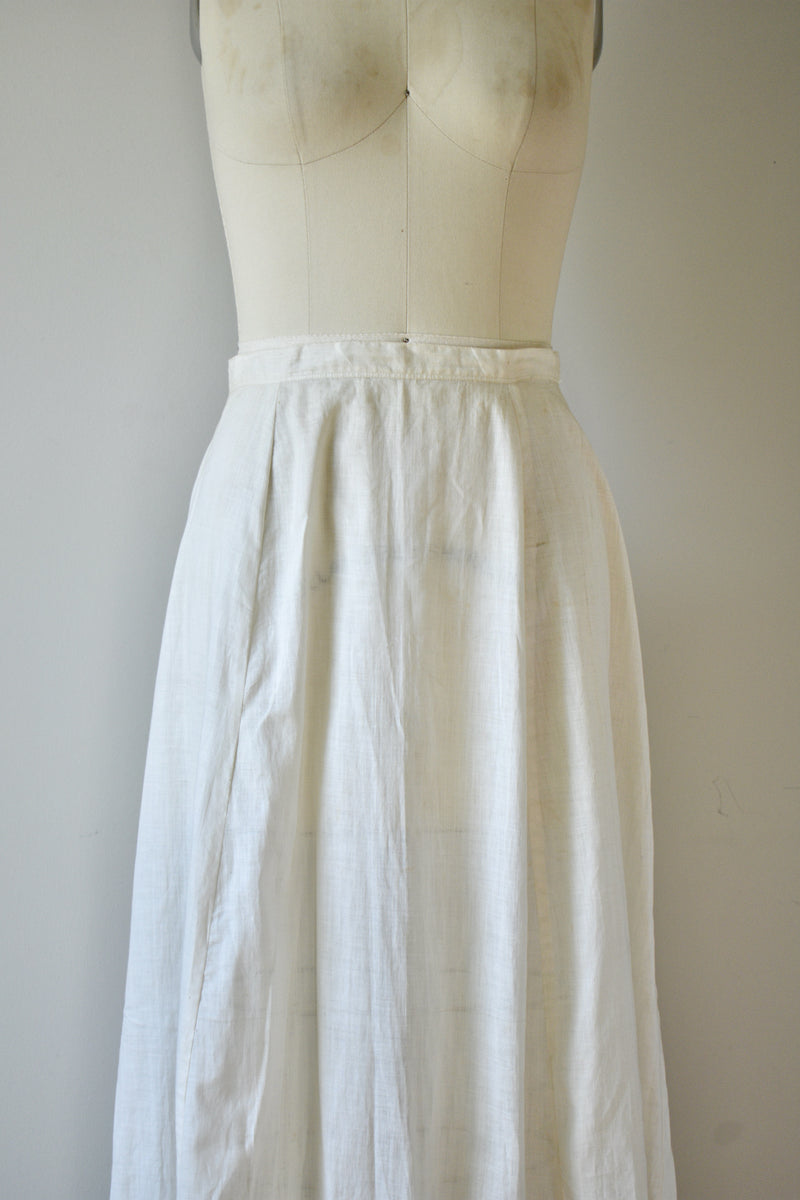 1890s-1900 White Cotton Eyelet Petticoat