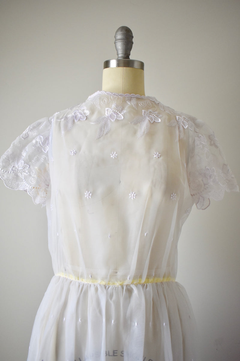 Vintage 1970s Lavender Embroidered Dress