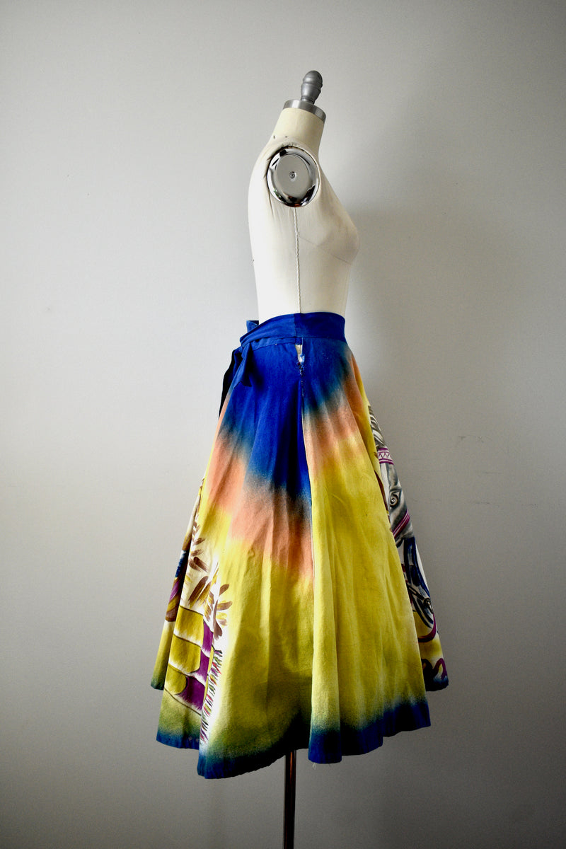 Vintage Hand Painted Mexican Circle Skirt